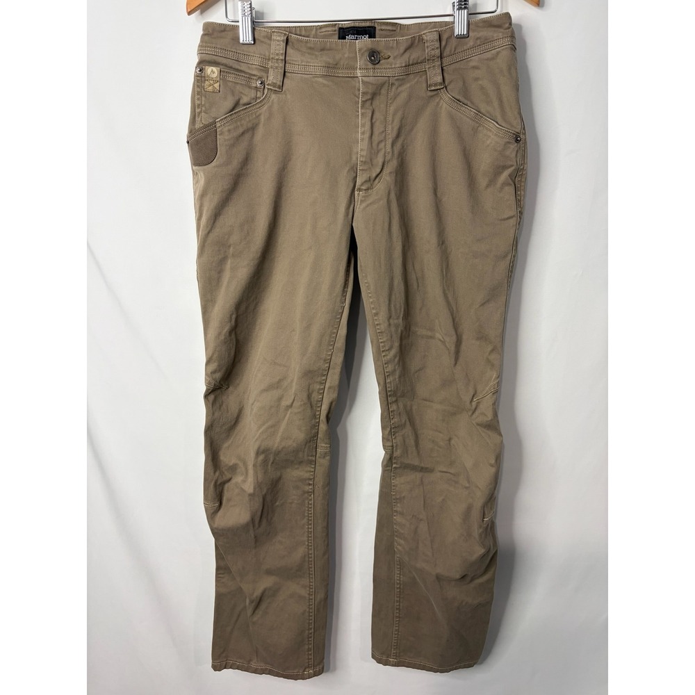 Marmot Mens Khaki Tan Outdoor Utility Hiking Pants Sz 32 Articulated Knees Chino